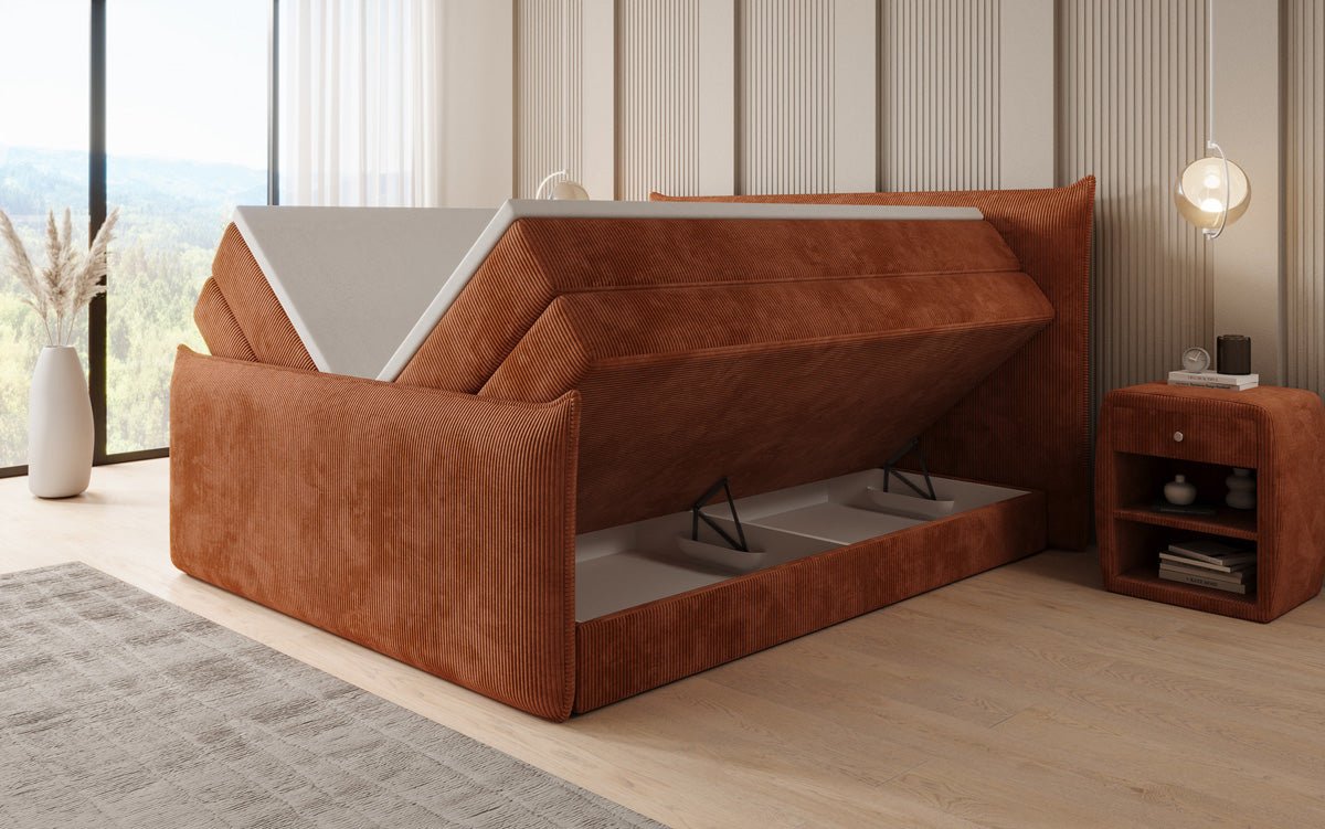 Kontinentalseng Liana II med højløftbar opbevaringsplads i Cordfløjl