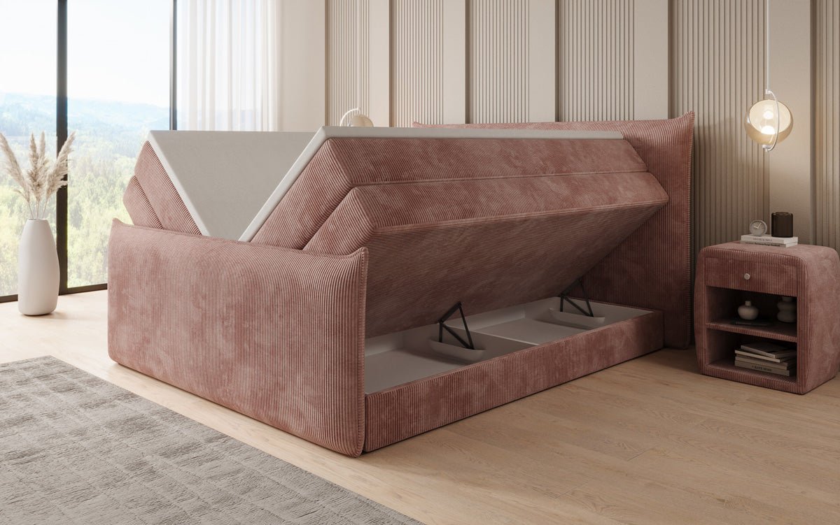 Kontinentalseng Liana II med højløftbar opbevaringsplads i Cordfløjl