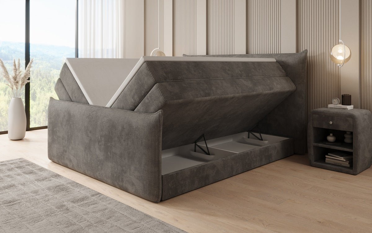 Kontinentalseng Liana II med højløftbar opbevaringsplads i Cordfløjl