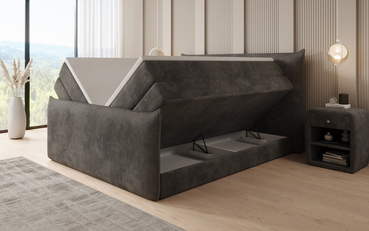 Kontinentalseng Liana II med højløftbar opbevaringsplads i Cordfløjl