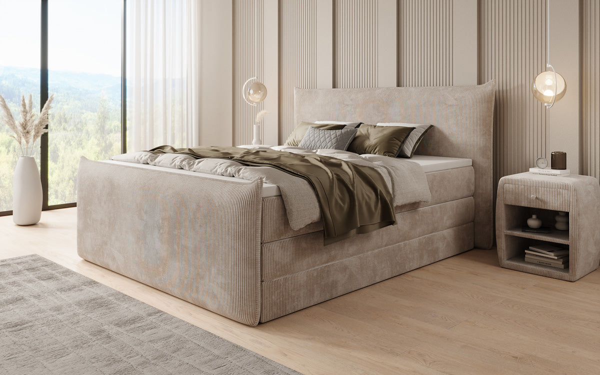 Kontinentalseng Liana II med højløftbar opbevaringsplads i Cordfløjl