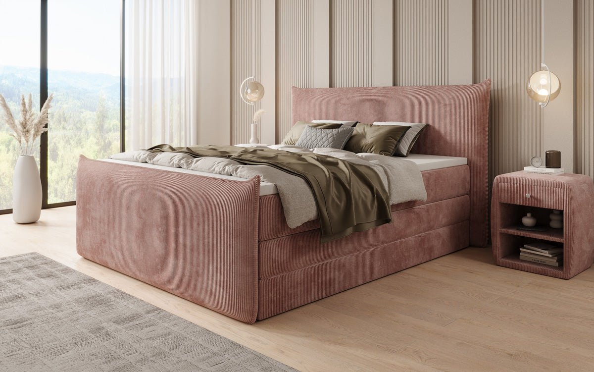 Kontinentalseng Liana II med højløftbar opbevaringsplads i Cordfløjl