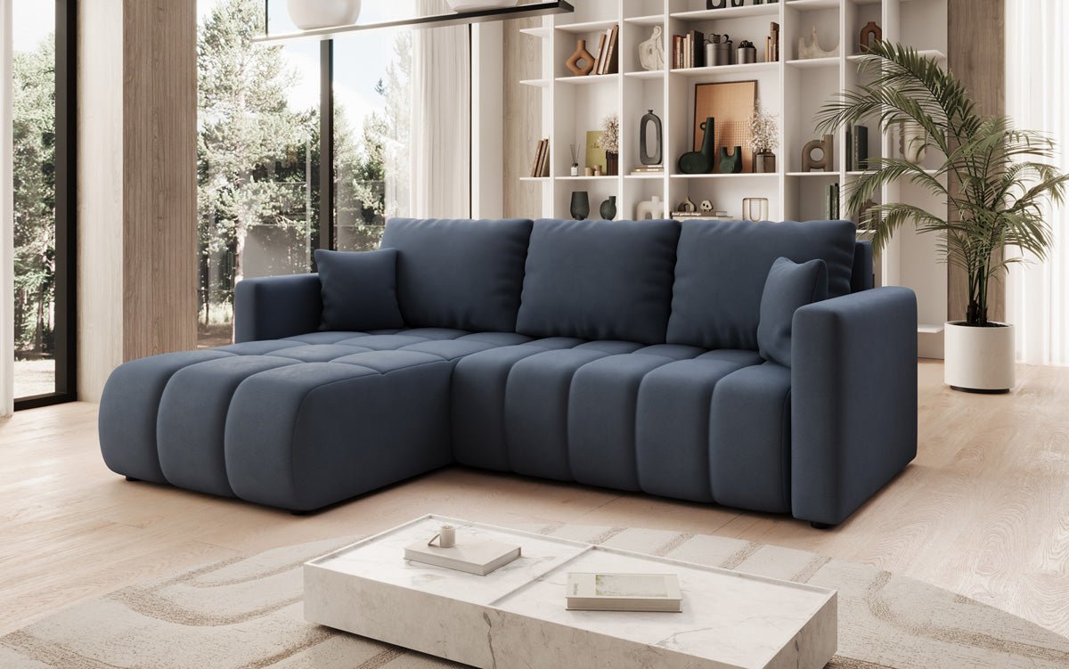 Designer Sofa Beatrice L mit Schlaf- und Klappfunktion in Stoff