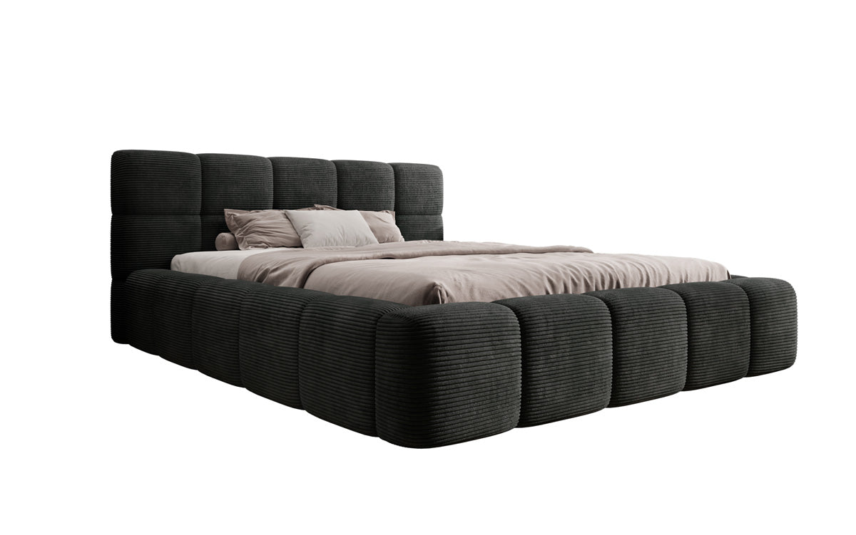 Designer polstret seng Nox i cordfløjl med opbevaring