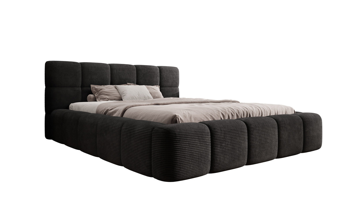 Designer polstret seng Nox i cordfløjl med opbevaring