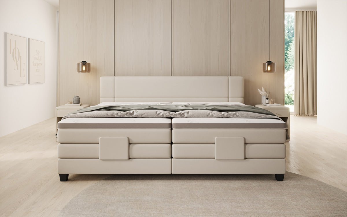 Familien Kontinentalseng Noela 220/240x200 elektrisk justerbar i stof