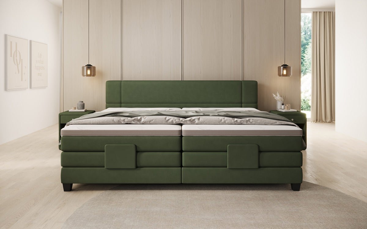 Familien Kontinentalseng Noela 220/240x200 elektrisk justerbar i stof