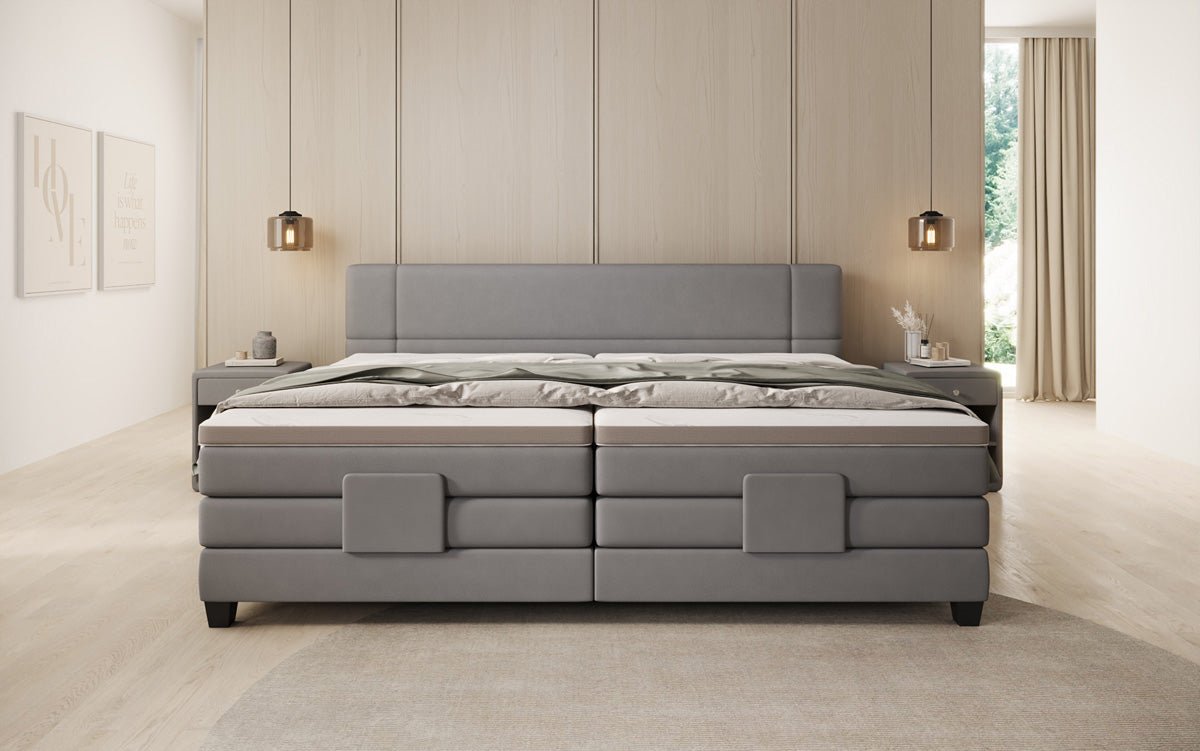 Familien Kontinentalseng Noela 220/240x200 elektrisk justerbar i stof