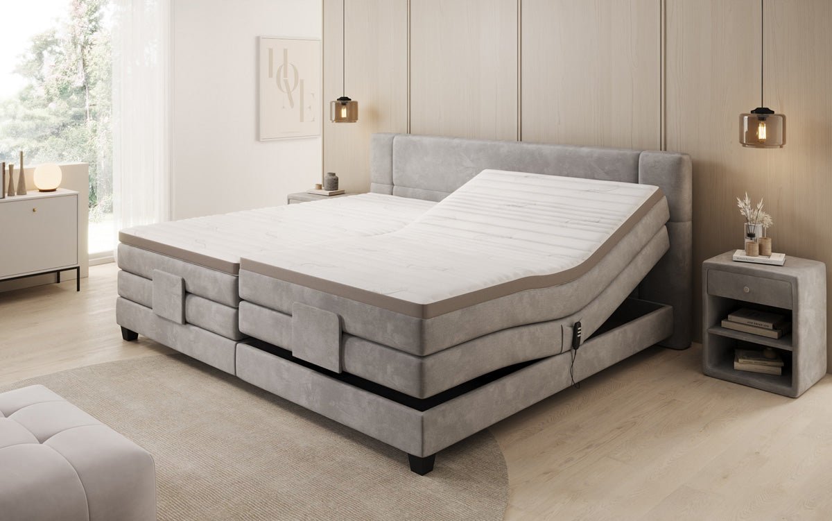 Familien Boxspringbett Noela 220/240x200 elektrisch verstellbar in Samt
