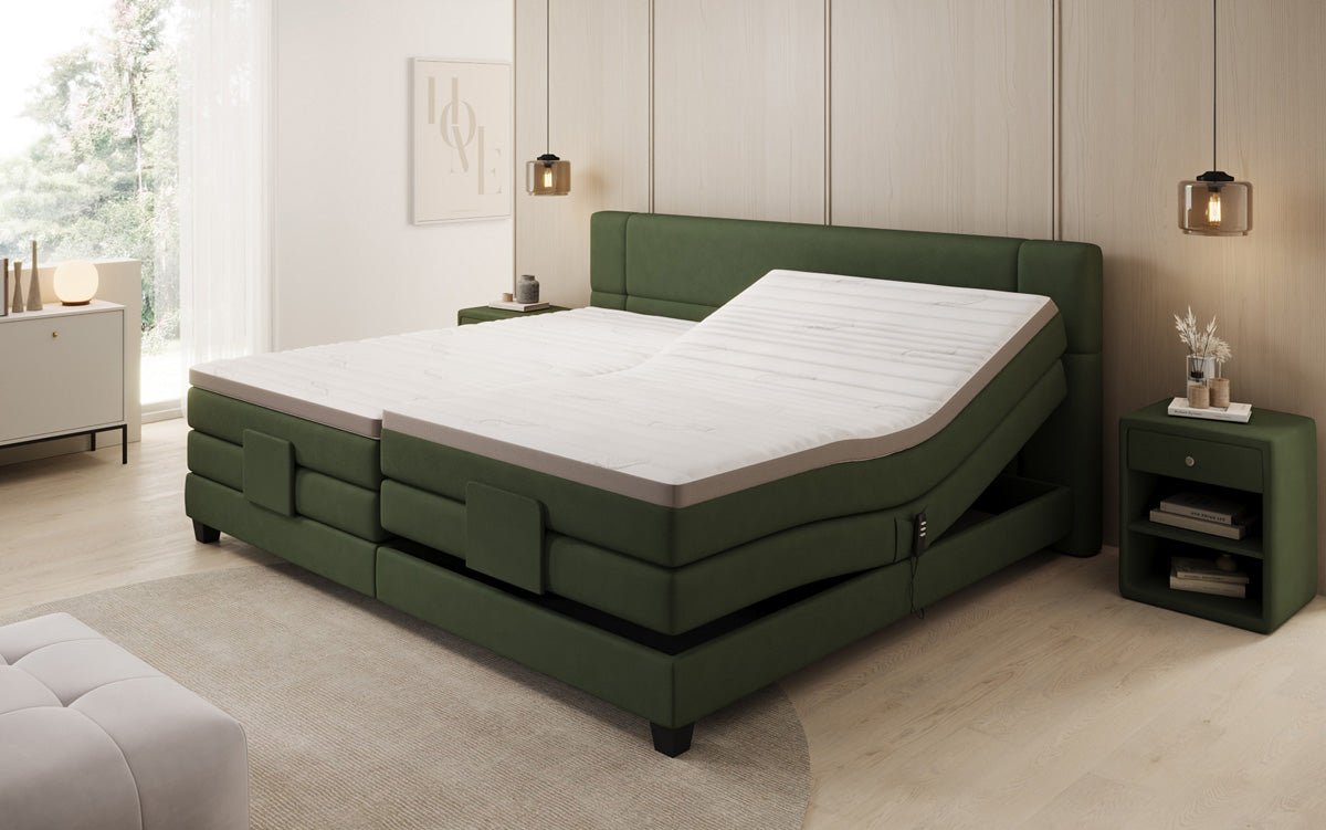 Familien Kontinentalseng Noela 220/240x200 elektrisk justerbar i stof