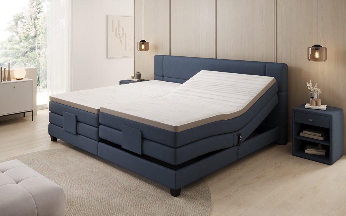 Familien Kontinentalseng Noela 220/240x200 elektrisk justerbar i stof