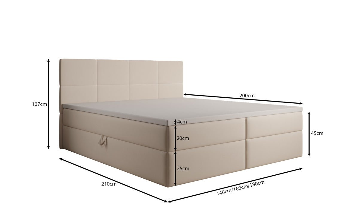 Boxspringbett Levi in Stoff mit Stauraum