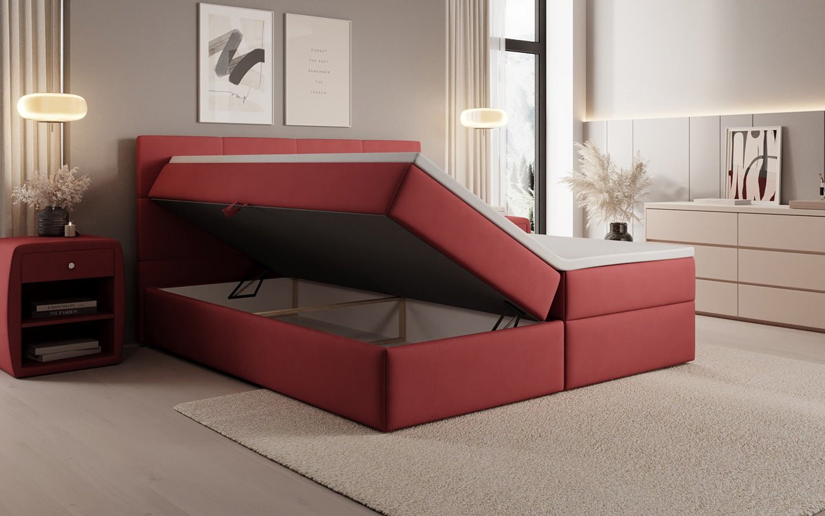 Boxspringbett Levi in Stoff mit Stauraum
