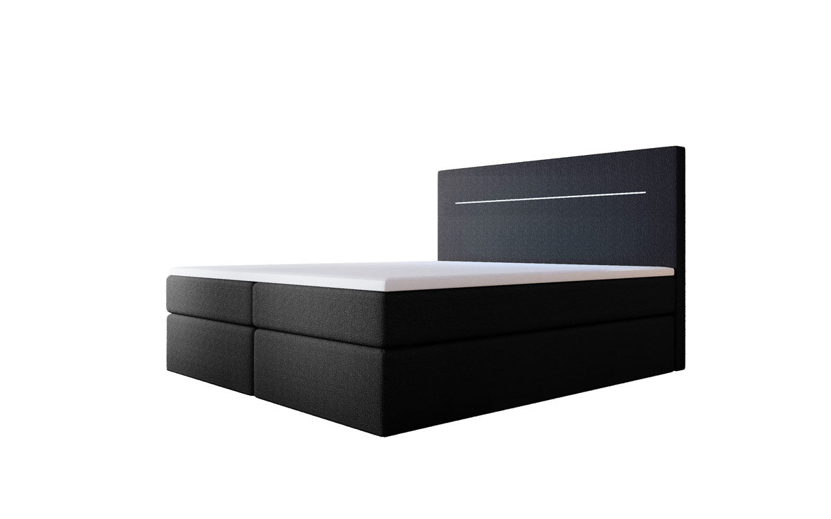 Sejour Bouclé Box Spring Bed with LED and Storage