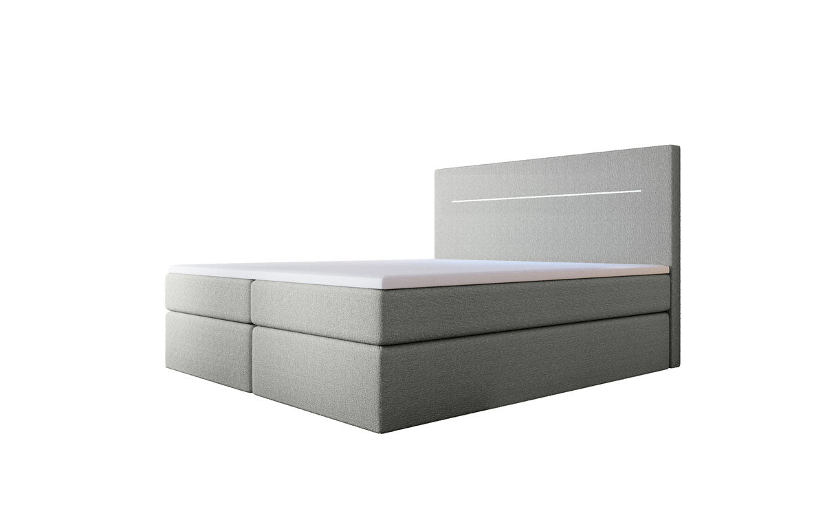 Sejour Bouclé Box Spring Bed with LED and Storage