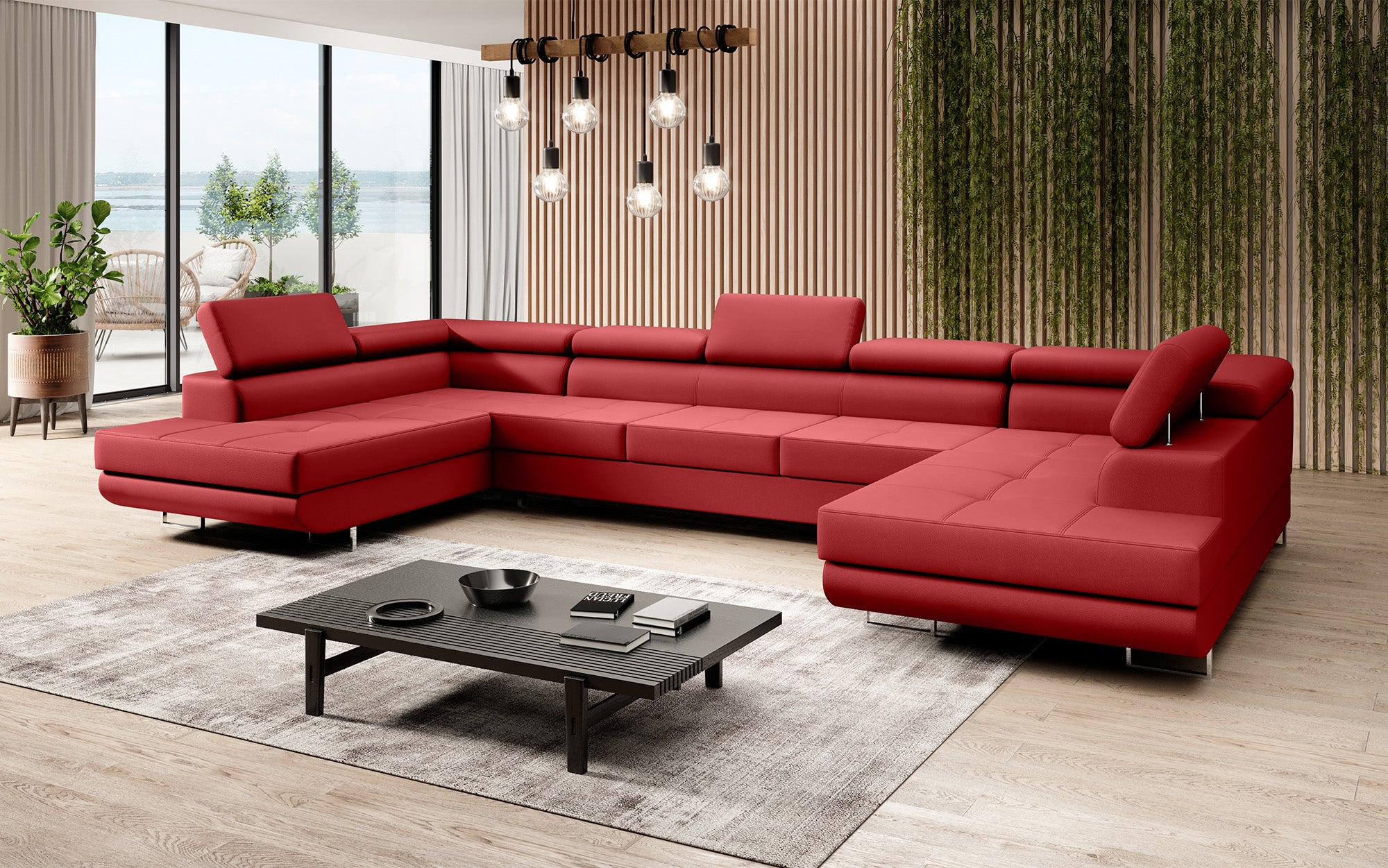 Designer Sofa Taormina med sove- og klapfunktion i Kunstlæder