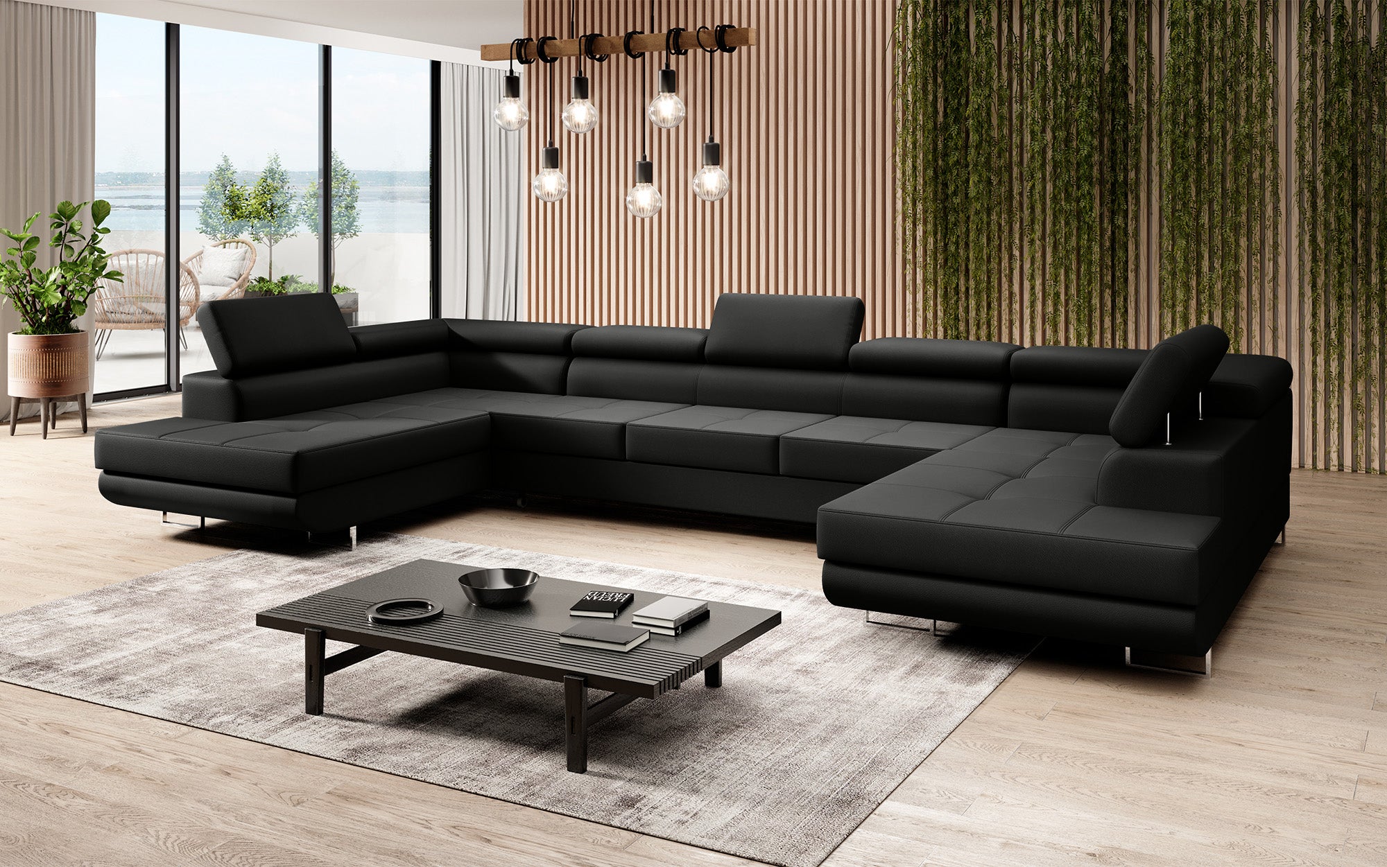 Designer Sofa Taormina med sove- og klapfunktion i Kunstlæder