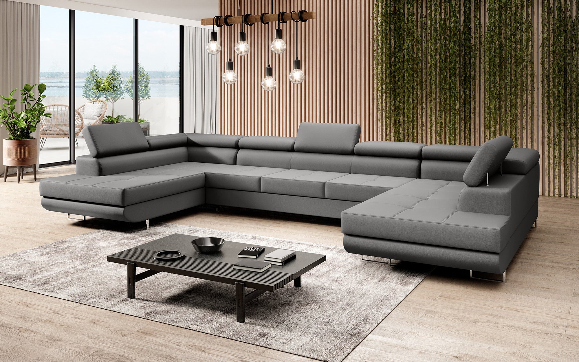 Designer Sofa Taormina med sove- og klapfunktion i Kunstlæder