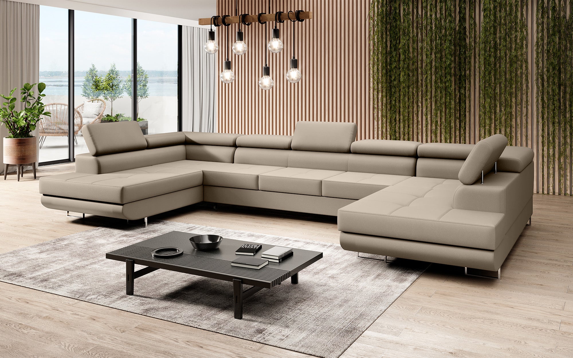 Designer Sofa Taormina med sove- og klapfunktion i Kunstlæder