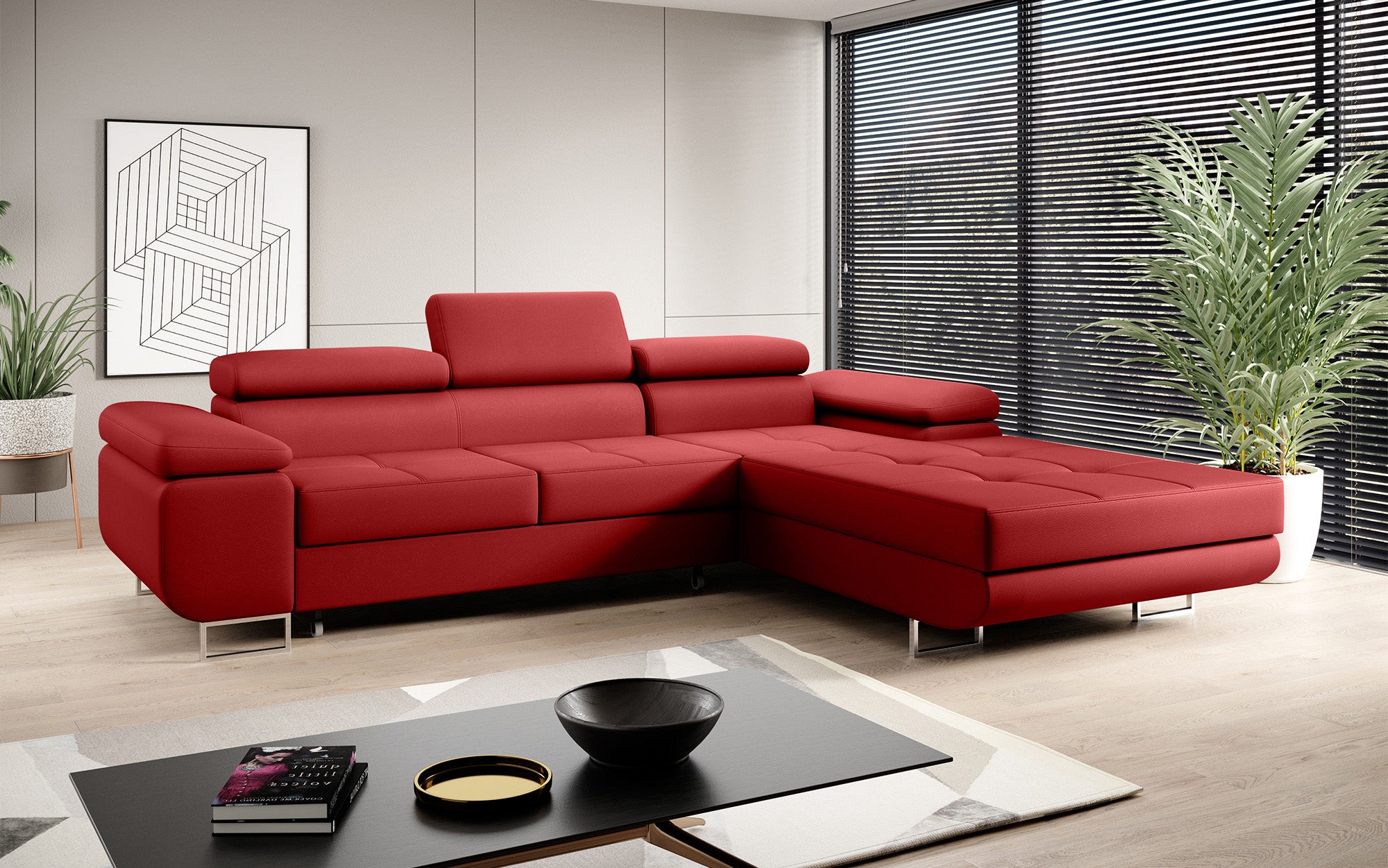 Designer Sofa Calvera med sove- og klapfunktion i Kunstlæder