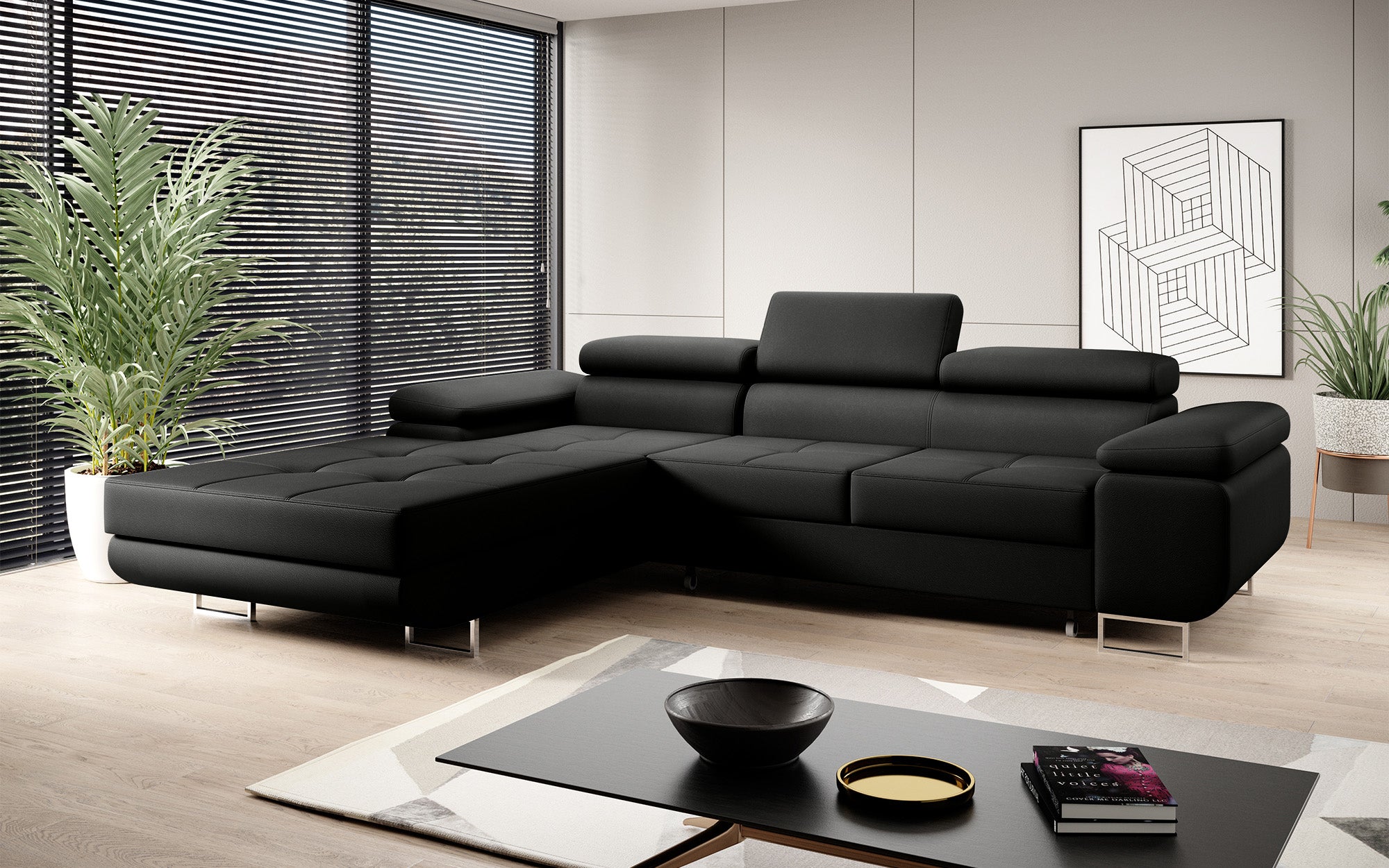 Designer Sofa Calvera med sove- og klapfunktion i Kunstlæder