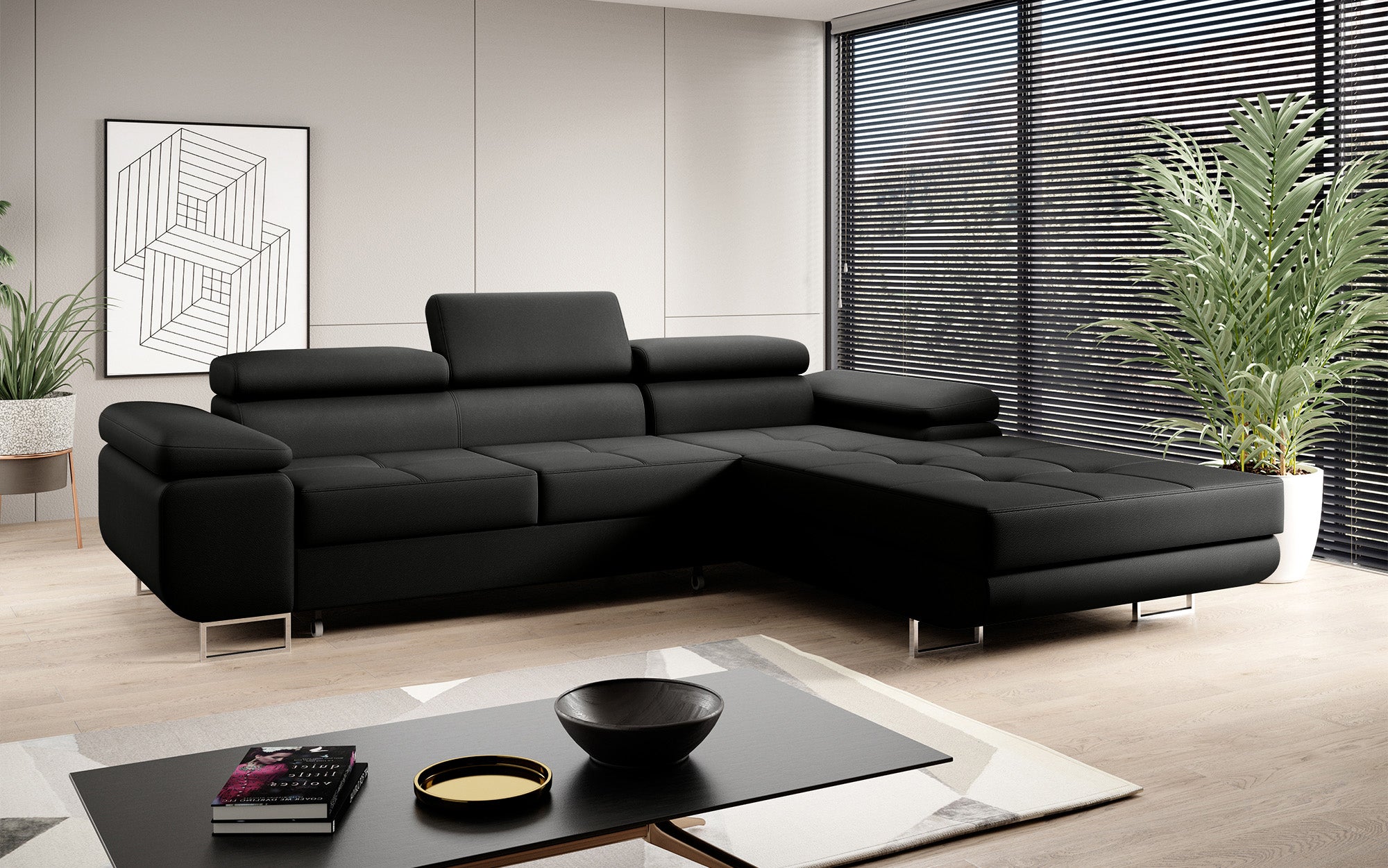 Designer Sofa Calvera med sove- og klapfunktion i Kunstlæder