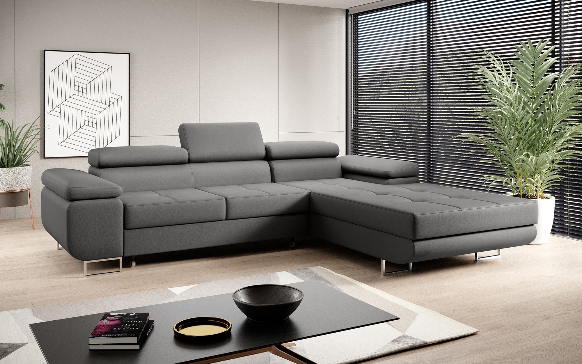 Designer Sofa Calvera med sove- og klapfunktion i Kunstlæder