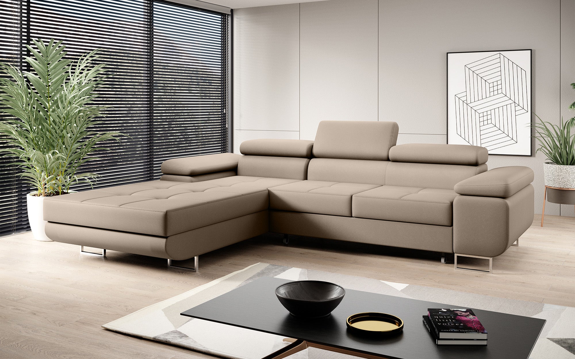 Designer Sofa Calvera med sove- og klapfunktion i Kunstlæder