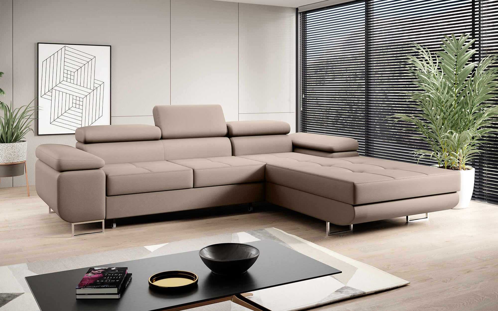 Designer Sofa Calvera med sove- og klapfunktion i Kunstlæder