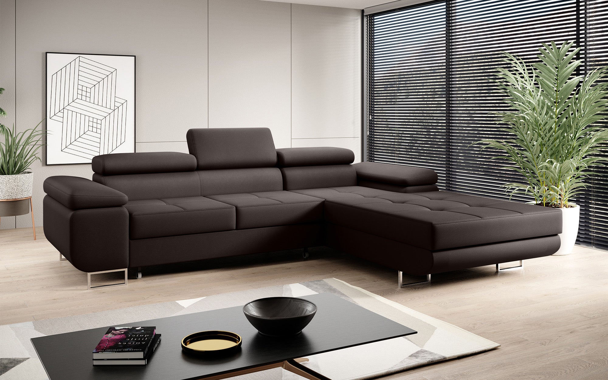 Designer Sofa Calvera med sove- og klapfunktion i Kunstlæder