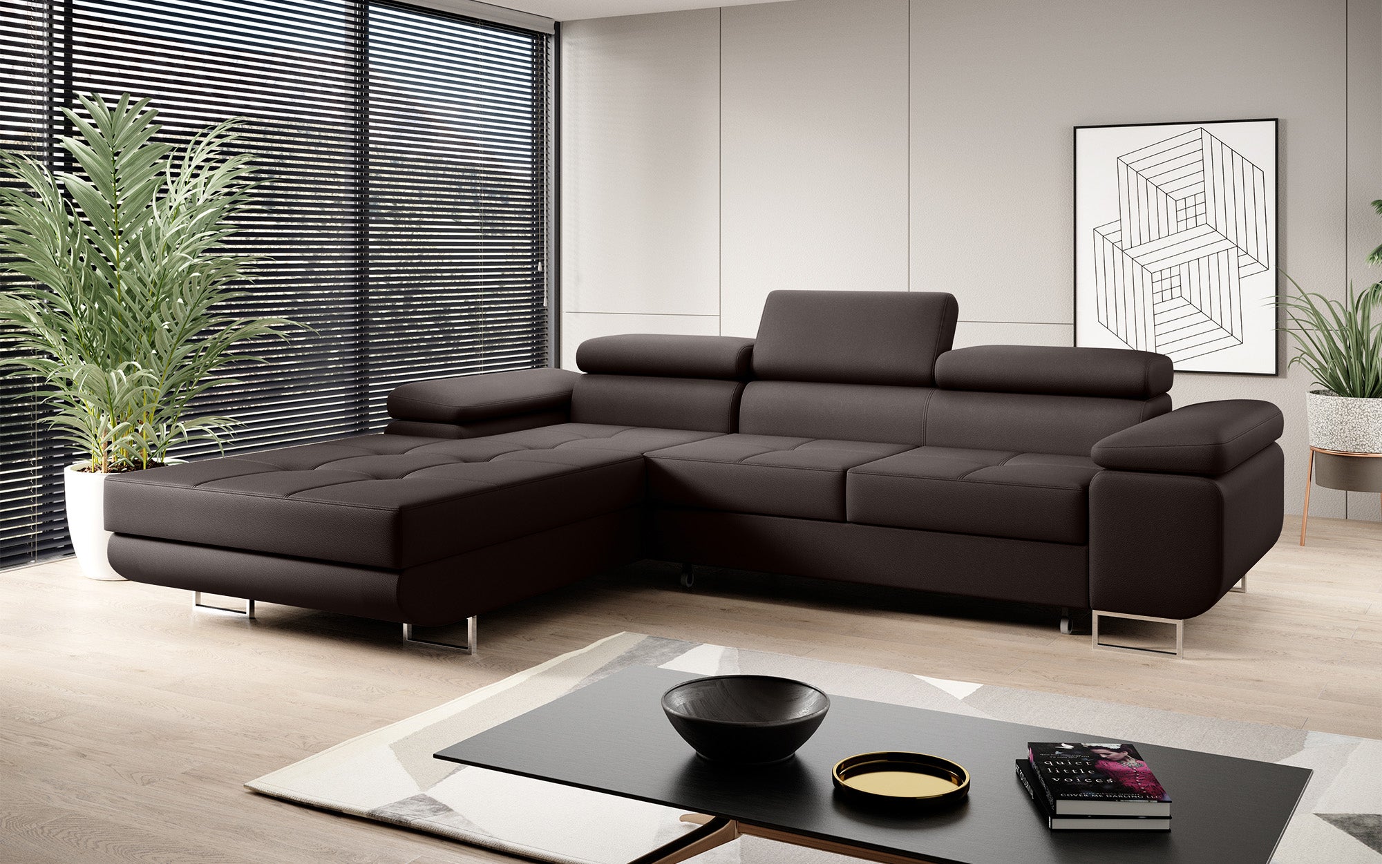 Designer Sofa Calvera med sove- og klapfunktion i Kunstlæder