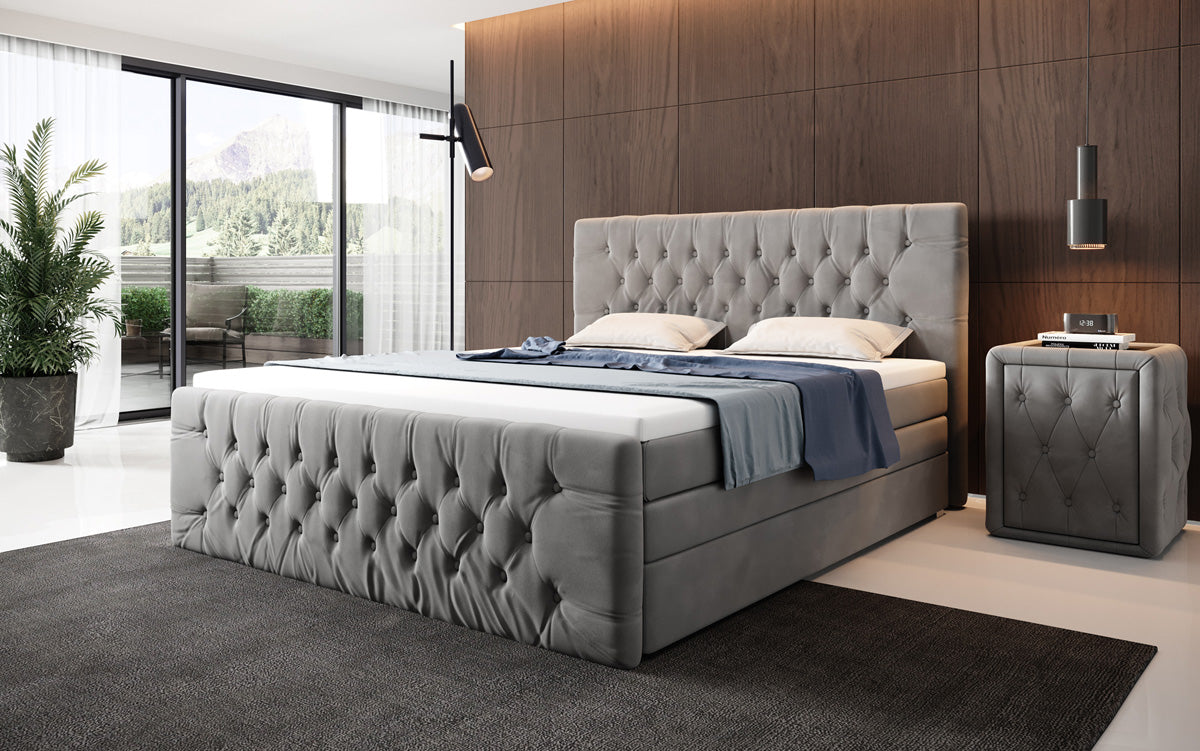 Kontinentalseng Velutto med opbevaring - Chesterfield-look