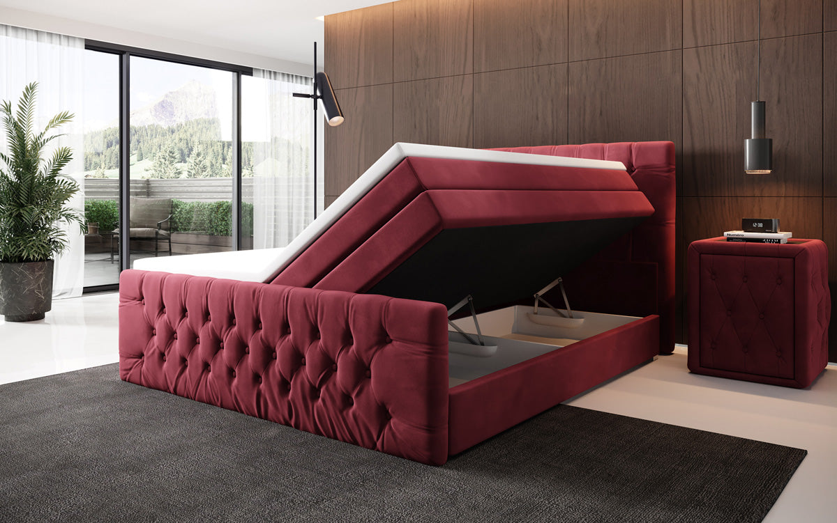 Kontinentalseng Velutto med opbevaring - Chesterfield-look