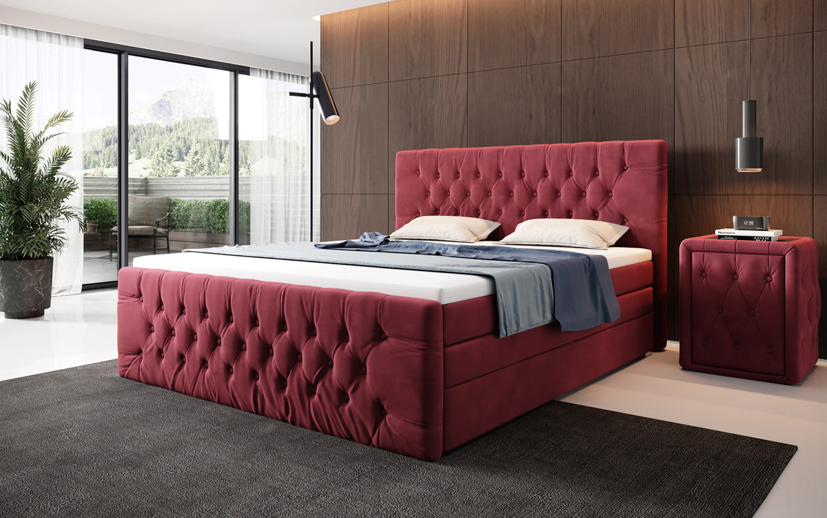 Kontinentalseng Velutto med opbevaring - Chesterfield-look