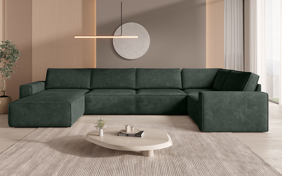 Modular U Yuma sofa landscape in corduroy