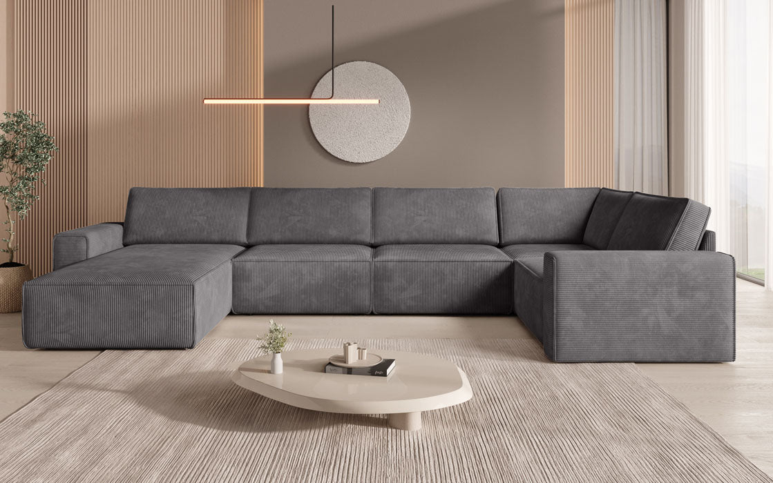 Modular U Yuma sofa landscape in corduroy