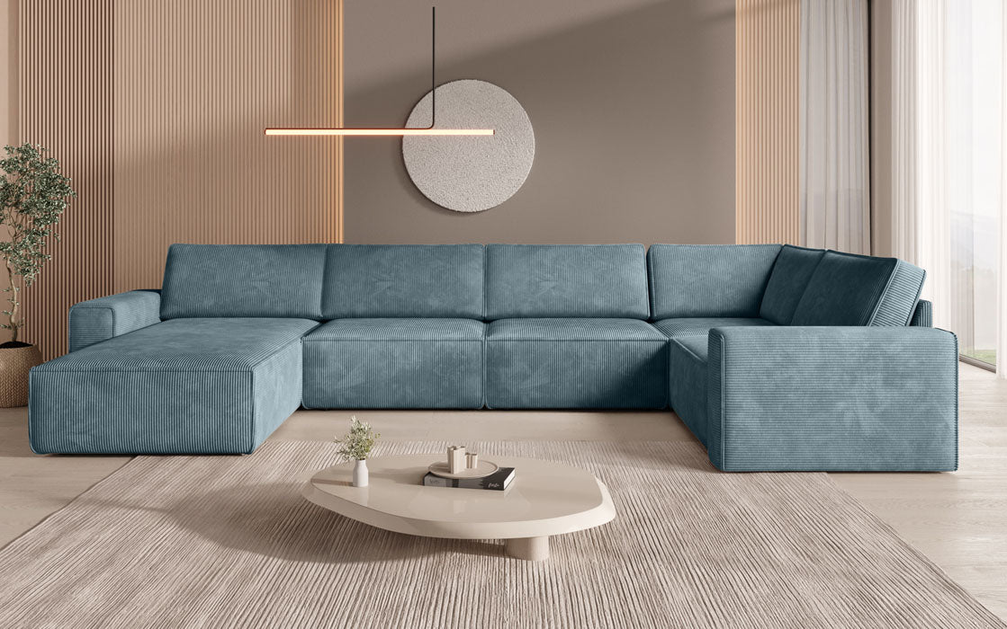 Modular U Yuma sofa landscape in corduroy