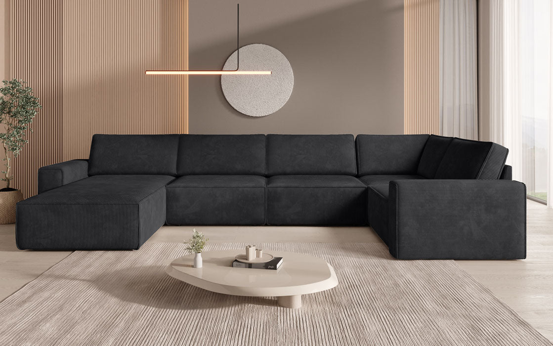 Modular U Yuma sofa landscape in corduroy