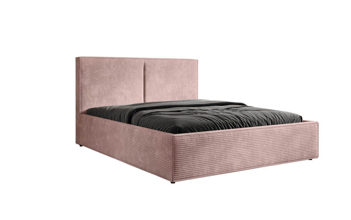 Designer upholstered bed Elara in corduroy with storage