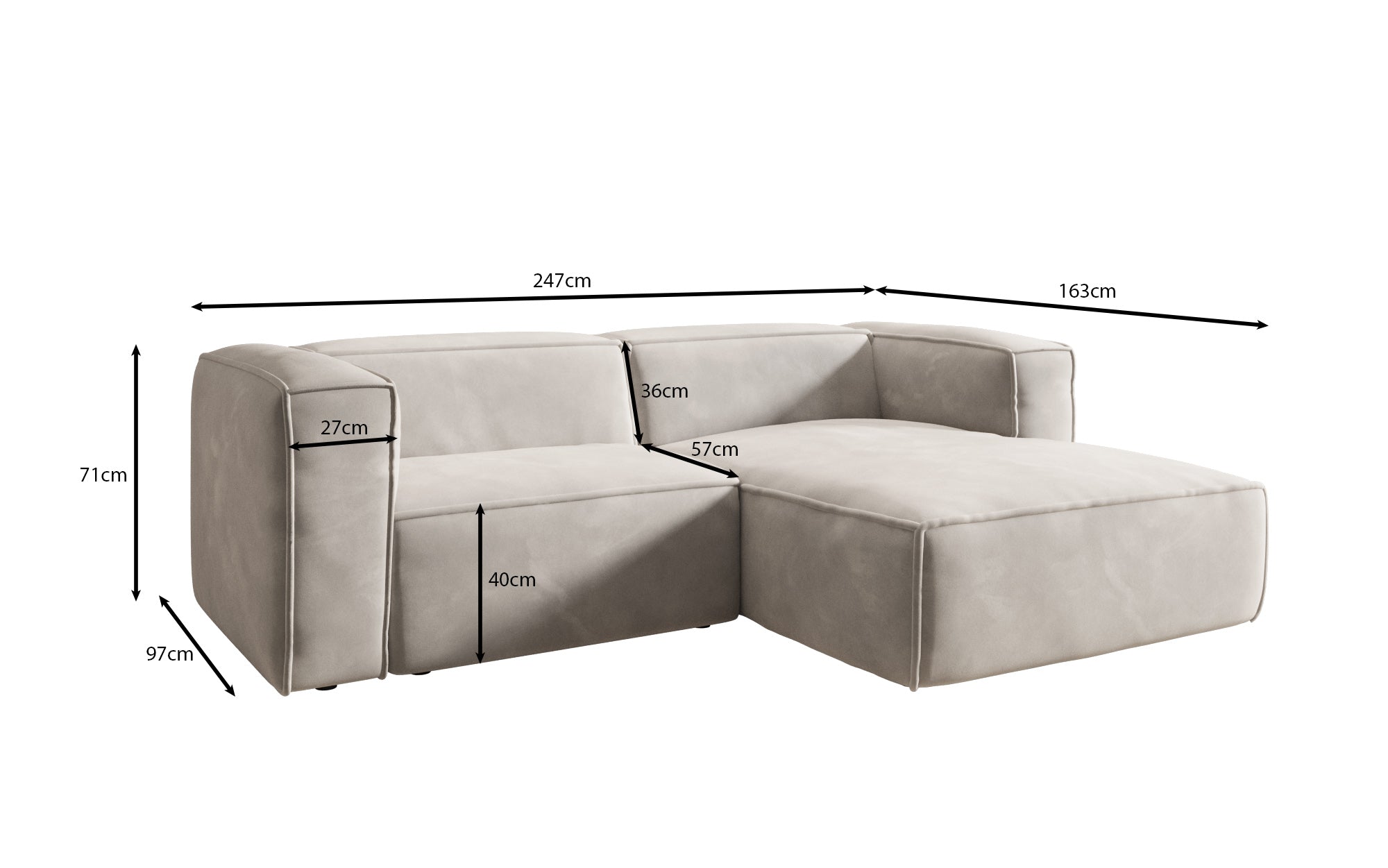 Designer Sofa Comfy L Mini i Samt