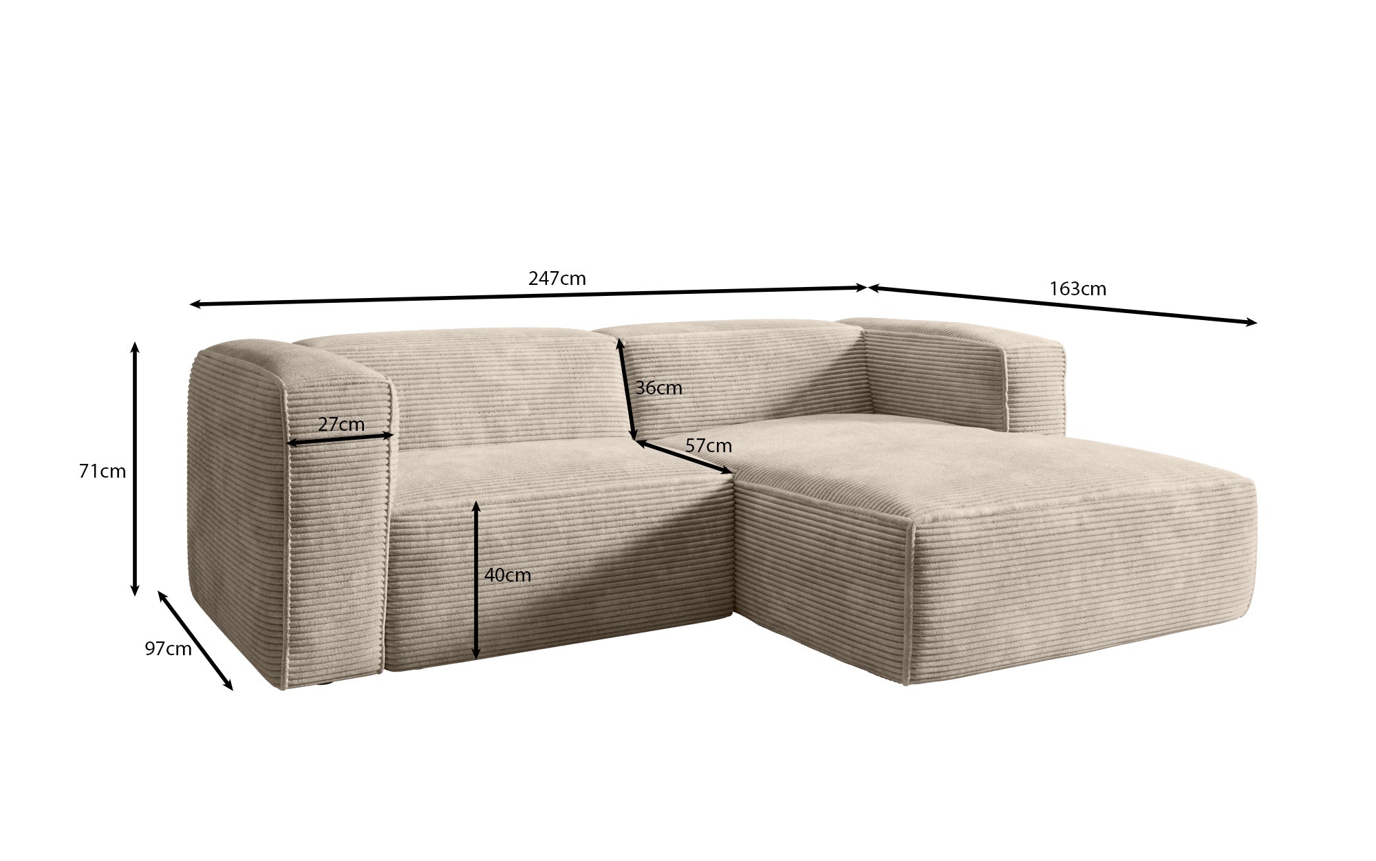 Designer Sofa Comfy L Mini i kord