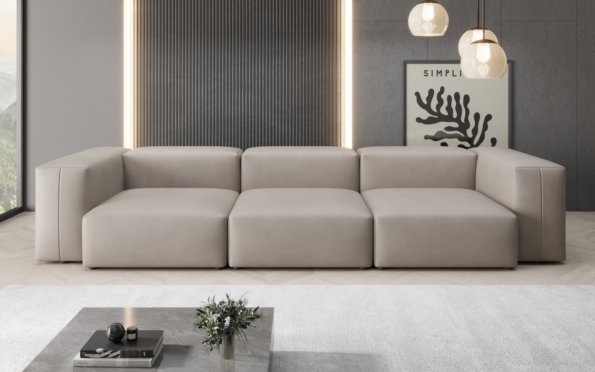 Designer 3-personers sofa Snug i ægte læder