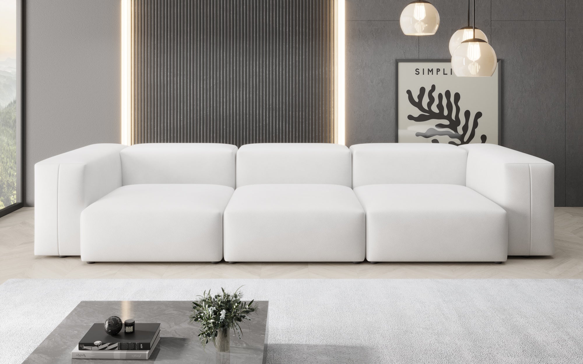 Designer 3-personers sofa Snug i ægte læder
