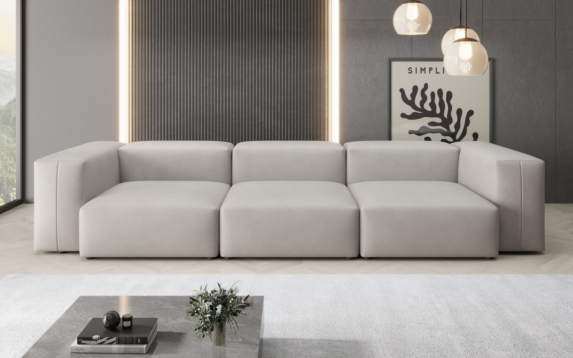 Designer 3-personers sofa Snug i ægte læder