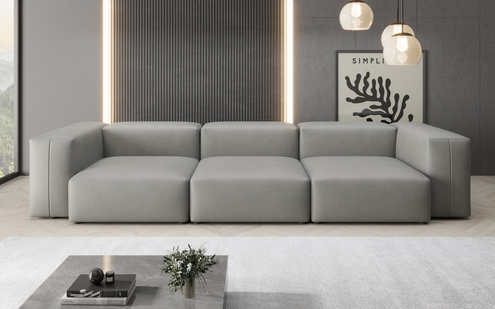 Designer 3-personers sofa Snug i ægte læder