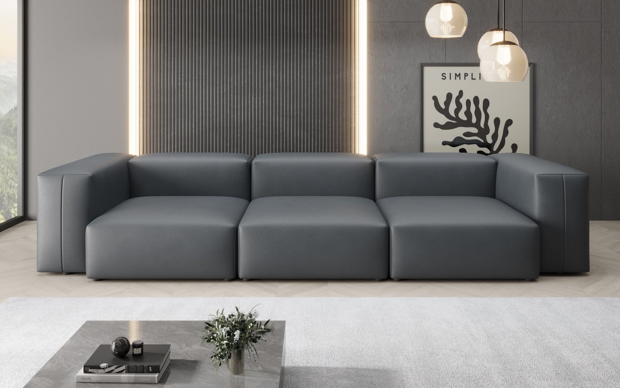 Designer 3-personers sofa Snug i ægte læder