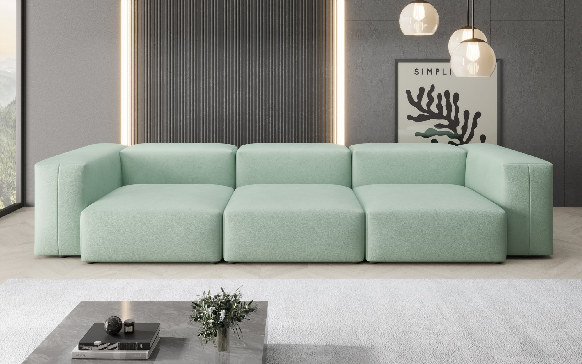Designer 3-personers sofa Snug i ægte læder