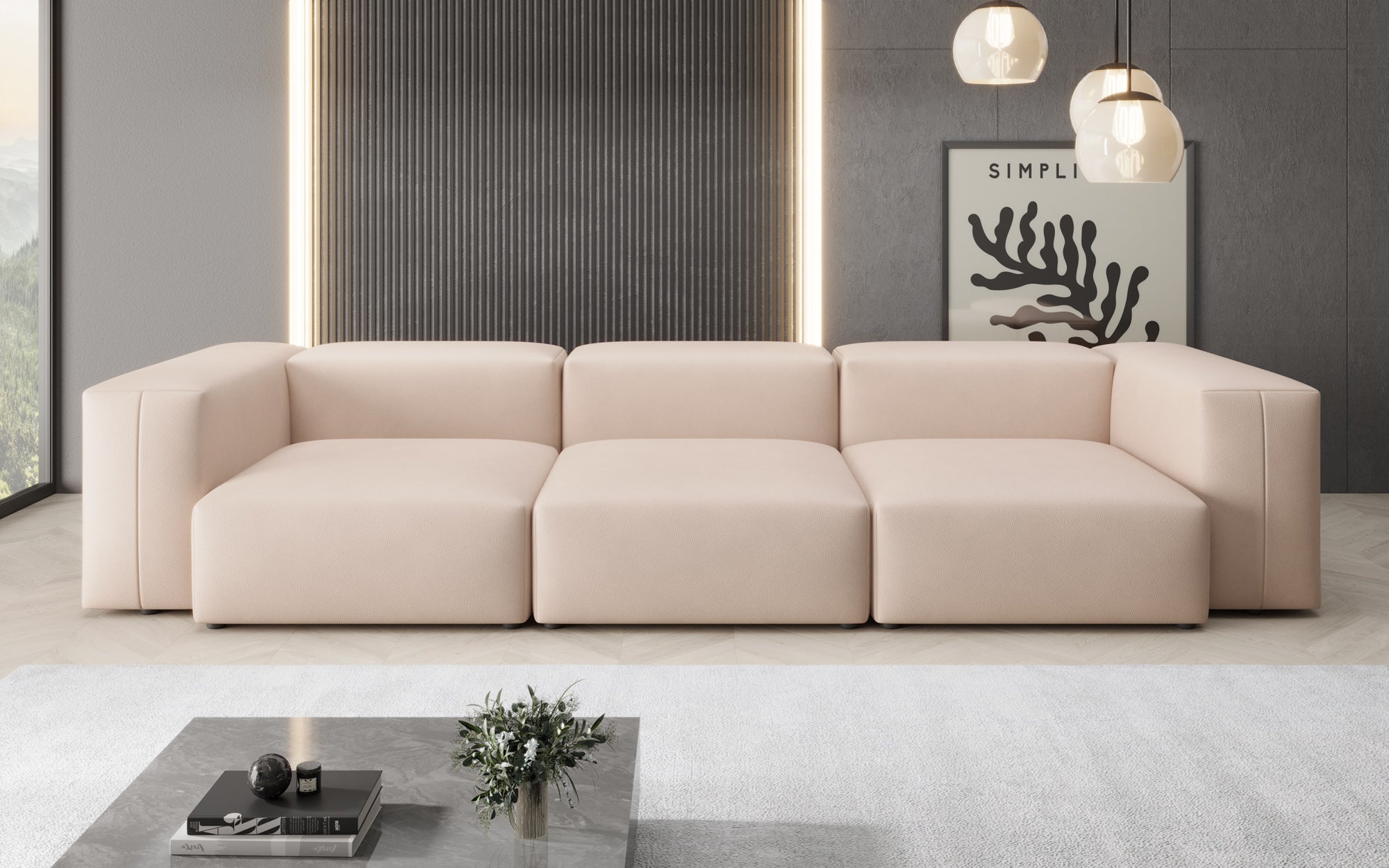 Designer 3-personers sofa Snug i ægte læder