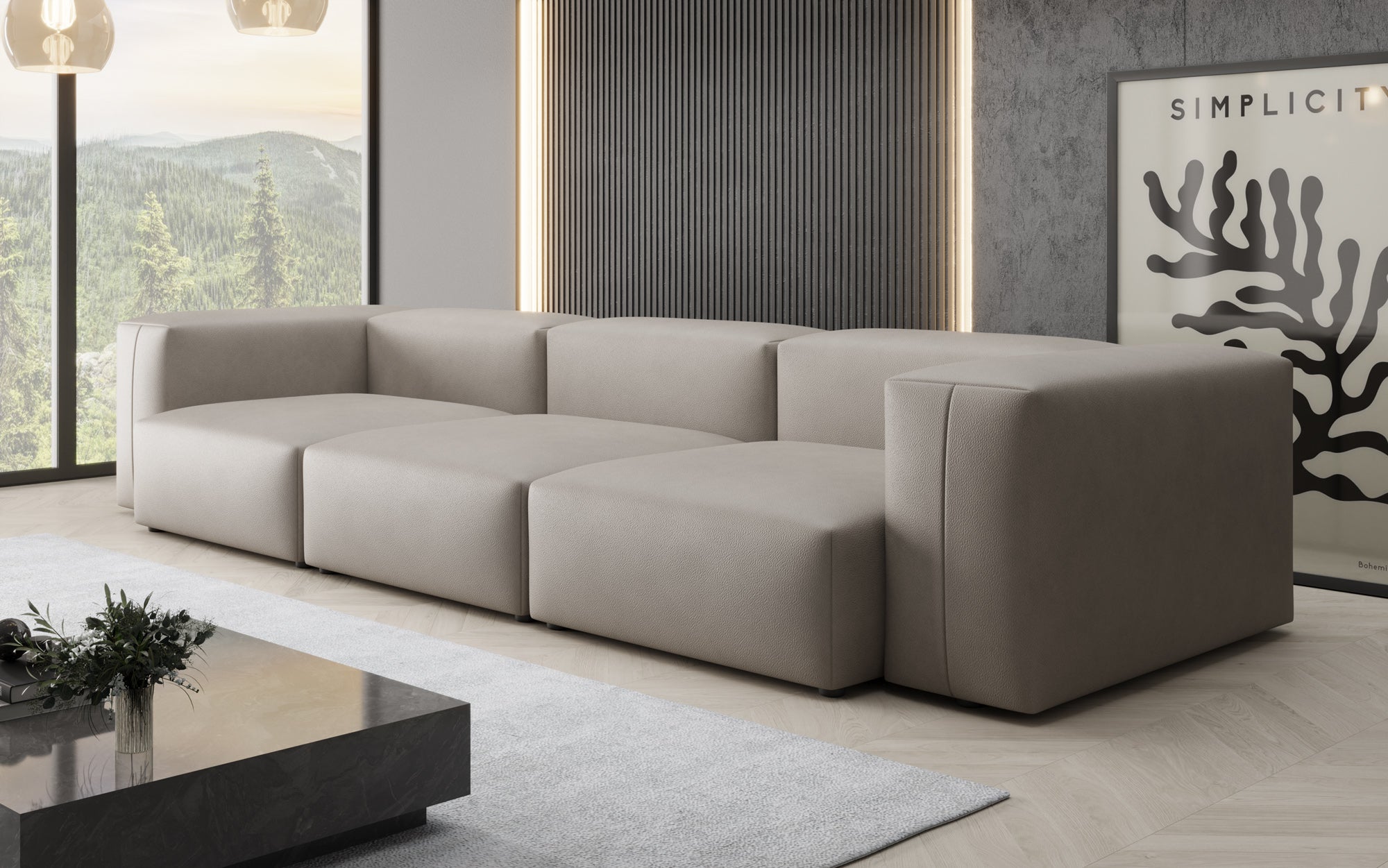 Designer 3-personers sofa Snug i ægte læder