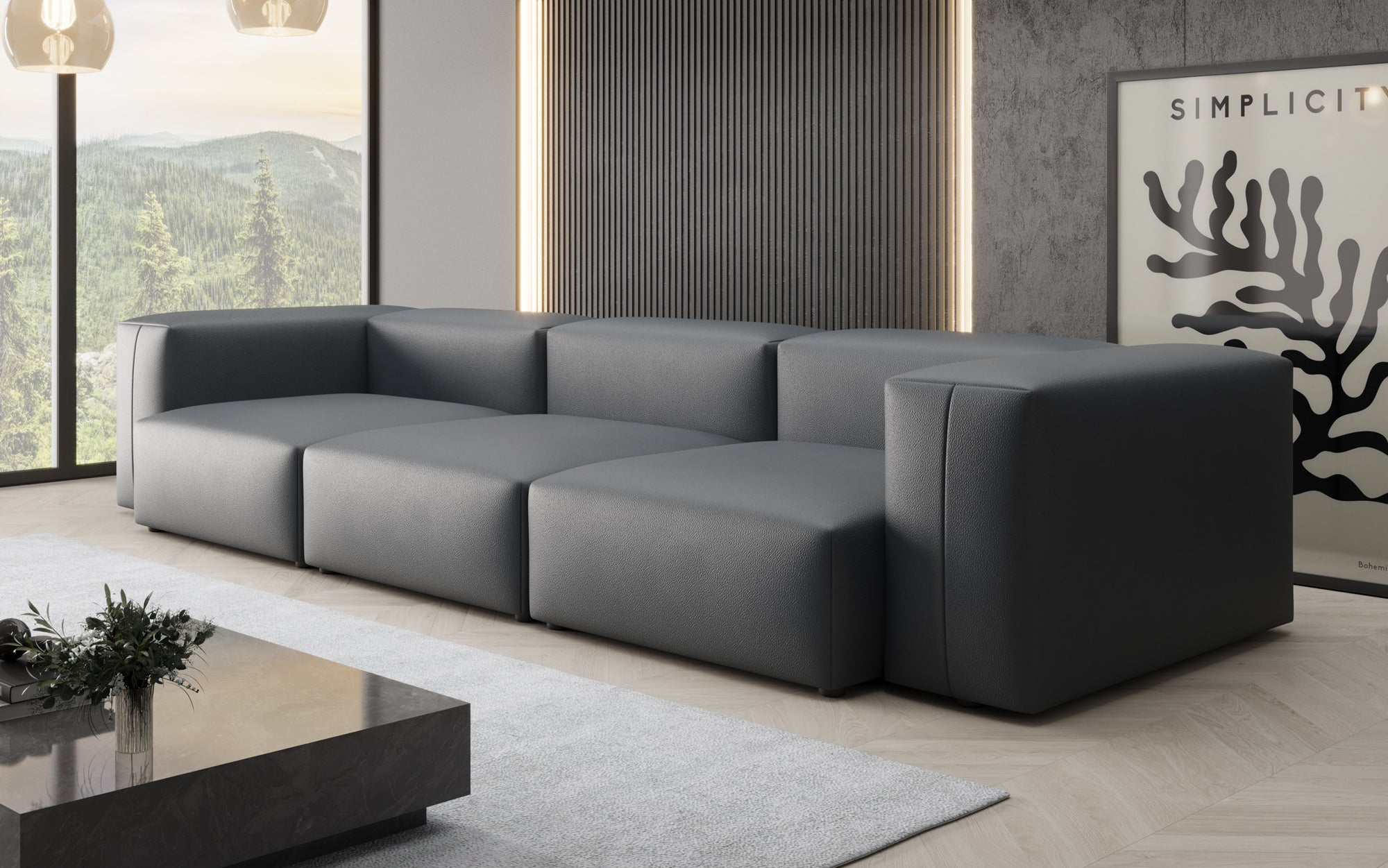 Designer 3-personers sofa Snug i ægte læder